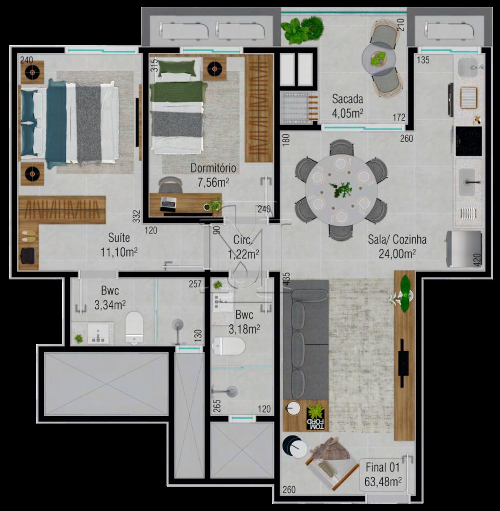 Planta 05 - 2 dorm 63,48m