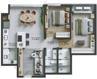 Planta 03 - 2 dorm 73 96m