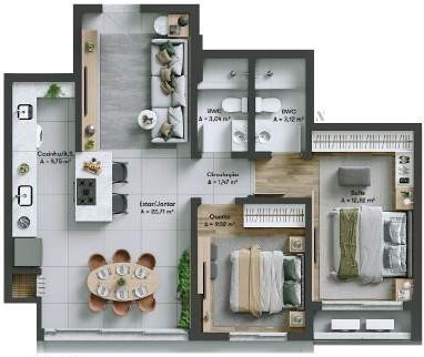 Planta 04 - 2 dorm 74 02m