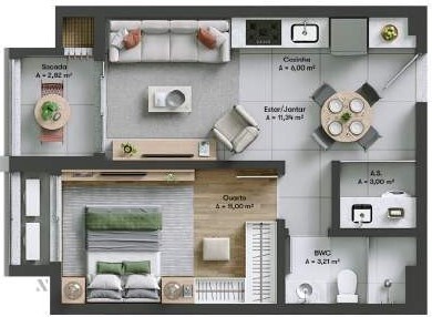 Planta 07 - 1 dorm 44 47m