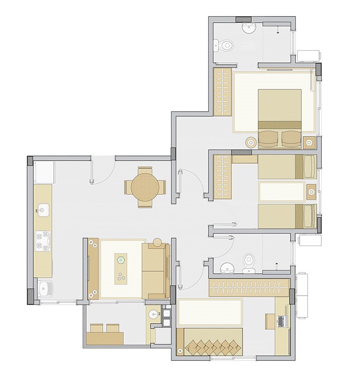 Planta 01 - 3 dorm 69,29m